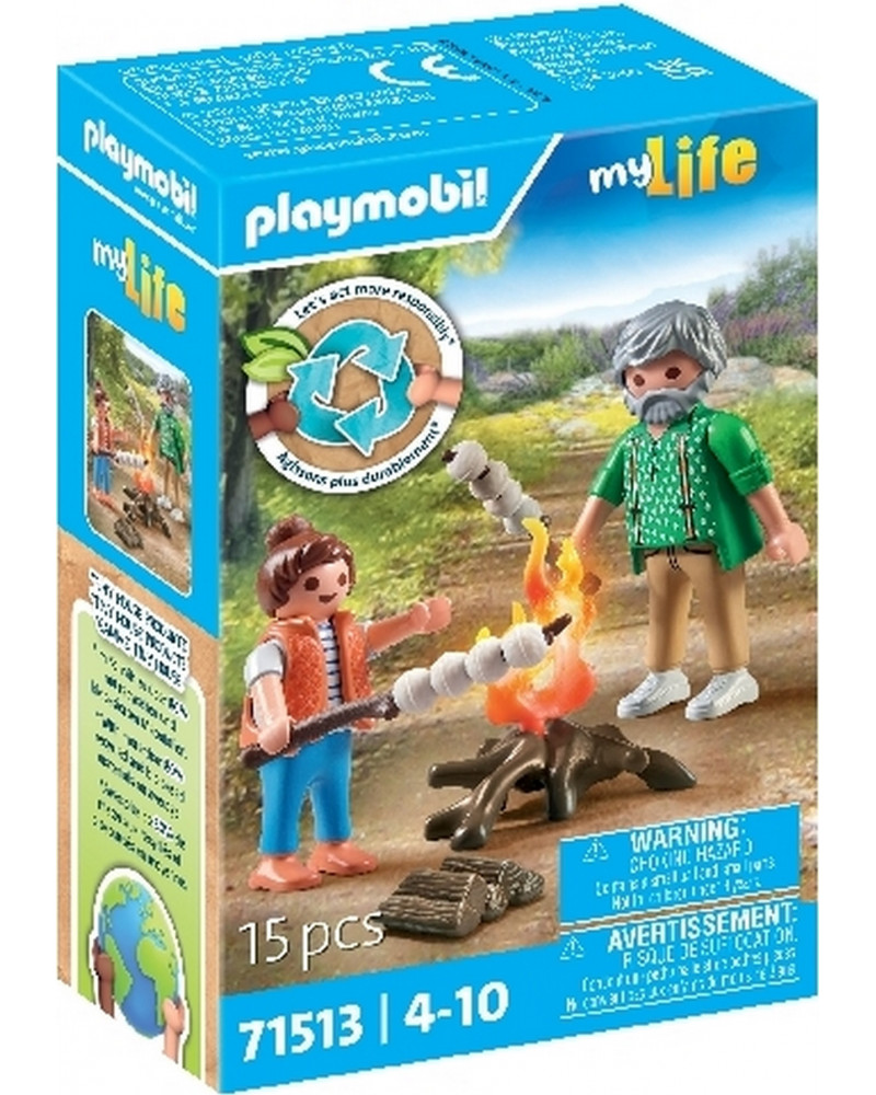 GRAND-PERE AVEC PETITE FILLE ET FEU DE C
