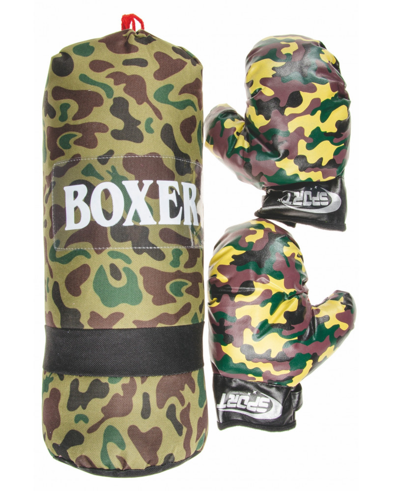 SAC BOXE 43CM + 2 GANTS DECO MILITAIRE