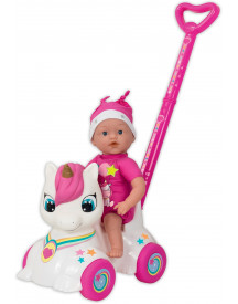 BEBE 37CM + PORTEUR LICORNE
