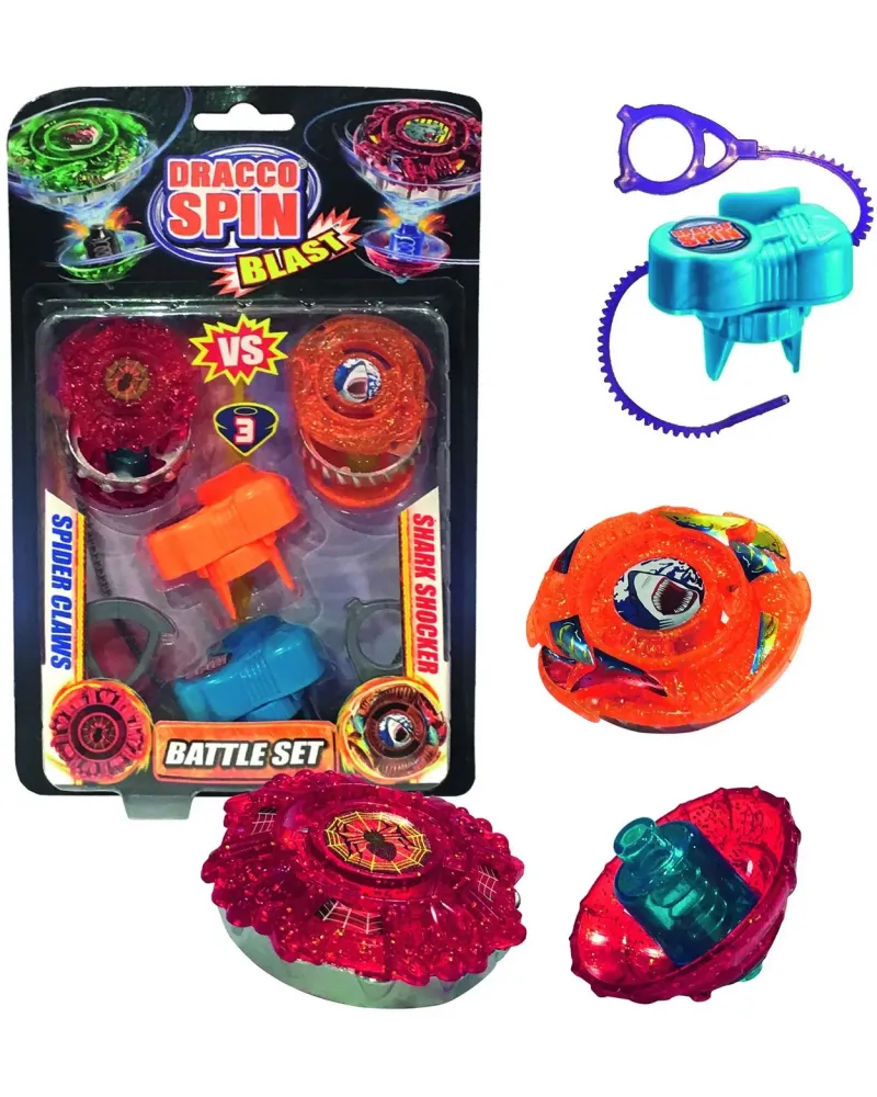 BLISTER 2 TOUPIES + LANCEUR DRACCO SPIN  2 toupies personnalisables...