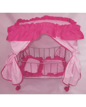 LIT METAL BALDAQUIN 60CM ROSE VICHY  Hauteur : 60 cm. MLG9350  Âge ...