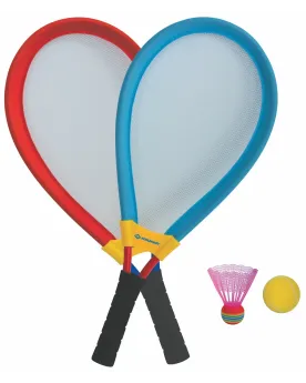 RAQUETTE GEANTE + BALLE MOUSSE + GROS VO  2 raquettes, 1 balle et 1...