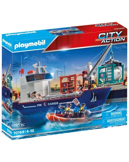 GRAND CARGO AVEC BATEAU DE DOUANIERS   PMB70769 PLAYMOBIL Pays d'or...