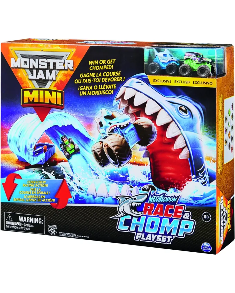 MONSTER JAM MEGALODON RACE&CHOMP PLAYSET  Gagne la course ou fais-t...