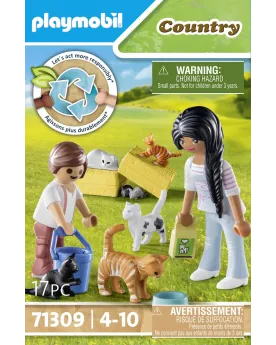 FAMILLE DE CHATS AVEC FEMME ET ENFANT   PMB71309 PLAYMOBIL Âge Mini...