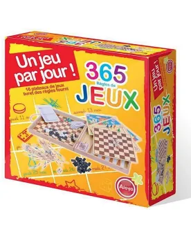 COFFRET BOIS DE JEUX 365 REGLES  En bois. Pour jouer, en famille, a...