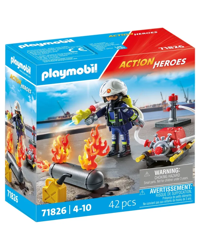POMPIER AVEC POMPE A EAU ET RESERVOIR   PMB71826 PLAYMOBIL Âge Mini...