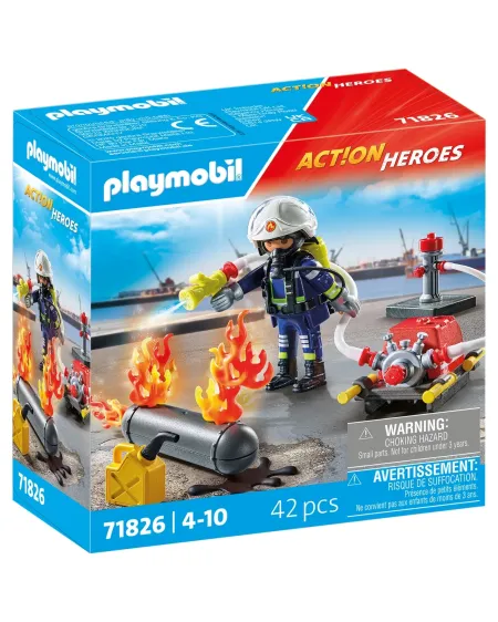 POMPIER AVEC POMPE A EAU ET RESERVOIR   PMB71826 PLAYMOBIL Âge Mini...