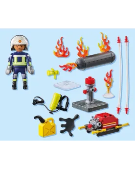 POMPIER AVEC POMPE A EAU ET RESERVOIR   PMB71826 PLAYMOBIL Âge Mini...