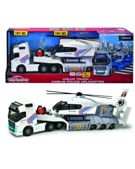 DIE CAST TRANSPORT VOLVO POLICE + HELI  Camion de police belge avec...