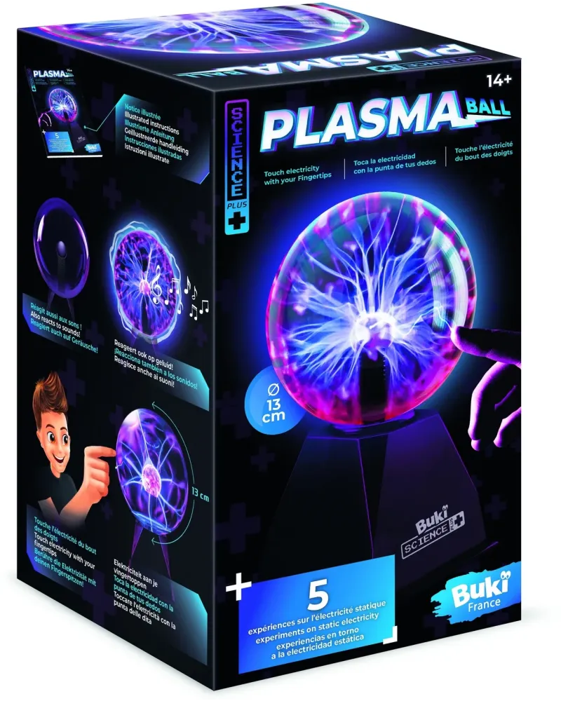 BOULE PLASMA  Elle réagit aux sons et au toucher et crée des éclair...