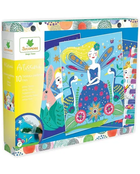 ARTISSIMO PAILLETTES FEES  10 tableaux à décorer à l'aide de paille...