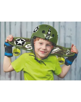 SKATEBOARD 60CM DECO MILITAIRE  61 cm. Roulement ABEC 7.;Casque ven...