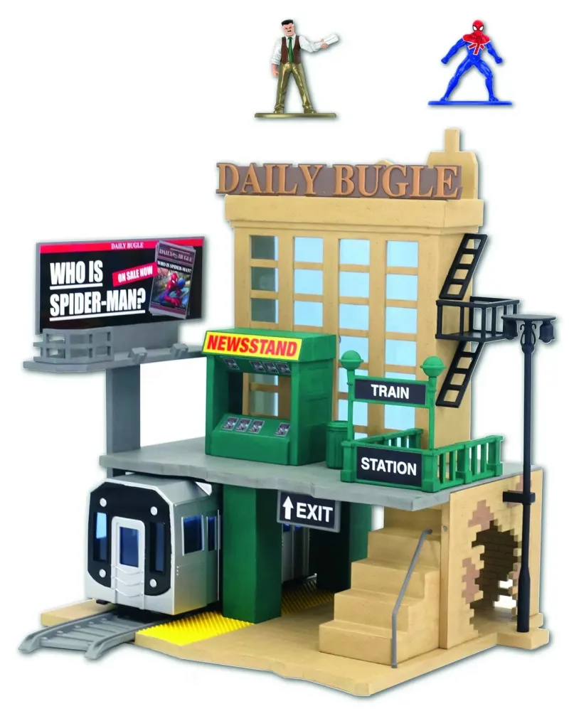 PLAYSET SPIDERMAN + 2 FIGURINES METAL  Scène nano de New-York avec ...