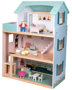 MAISON EN BOIS 3 ETAGES + POUPEES