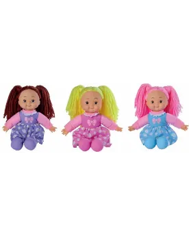 POUPEE CHIFFON CHEVEUX LAINE 38CM 6ASS.  38 cm. Cheveux en laine. A...