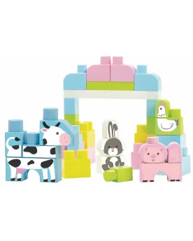 MAXI ABRICK BARIL ROSE ANIMAUX FERME 50P  Le baril contient 50 briq...