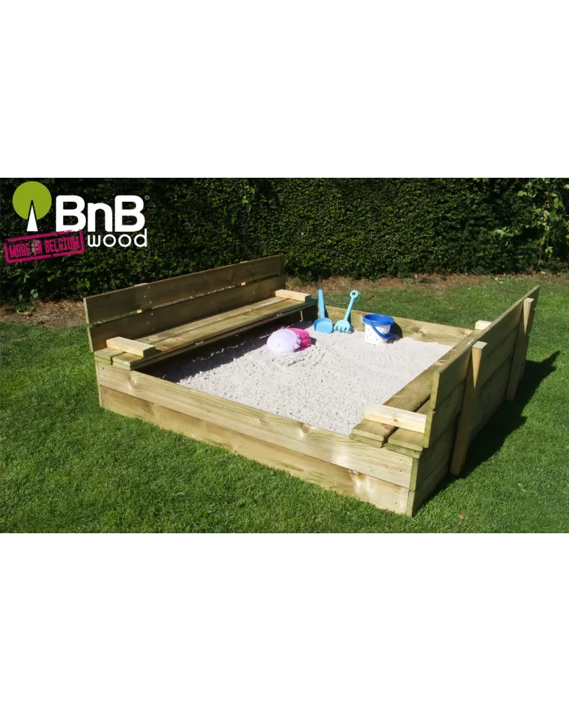 BAC A SABLE BANCS ET COUVERCLES 120X120  2 bancs et 1 couvercle. 12...