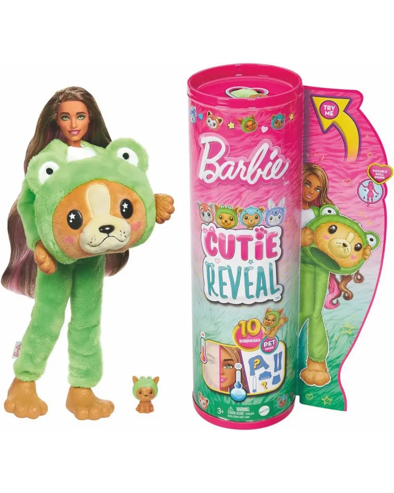 BARBIE CUTIE REVEAL GRENOUILLE  Comprend une poupée déguisée en ani...
