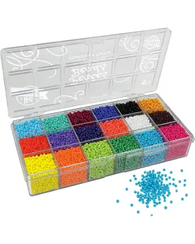 BOITE 18 COMPARTIMENTS PERLES DE COULEUR  18 couleurs de perles de ...