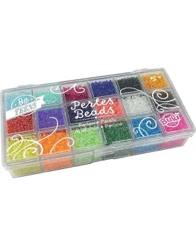 BOITE 18 COMPARTIMENTS PERLES TRANSPAREN  18 couleurs de perles de ...