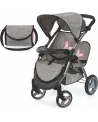 POUSSETTE JOGGER JUMEAUX GRISE PAPILLON  Hauteur ajustable à la poi...