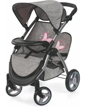 POUSSETTE JOGGER JUMEAUX GRISE PAPILLON  Hauteur ajustable à la poi...