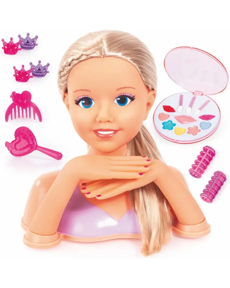 TETE A COIFFER + ONGLES + ACCES.  25 cm. Inclus : des accessoires c...