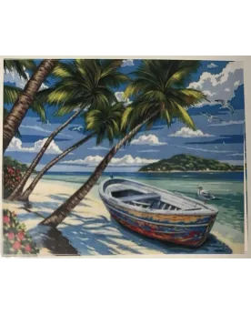 PPN 50X40 BARQUE SOUS LES COCOTIERS  40 x 50 H cm. Inclus : toile i...