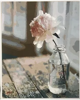 PPN 40X50 FLEUR BLANCHE + CHASSIS  40 x 50 H cm. Inclus : toile imp...