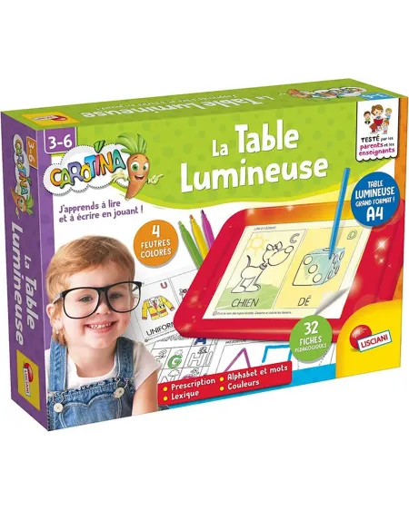 LA TABLE LUMINEUSE  32 fiches pour apprendre l'alphabet, l'écriture...