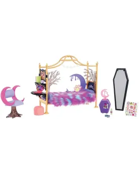 MONSTER HIGH CHAMBRE DE CLAWDEEN  Aménagée avec lit, bureau, frigo,...