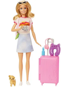 BARBIE VOYAGE  Prête pour les vacances ! Valise, sac à dos et acces...