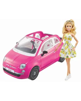 BARBIE + FIAT 500  Voiture 4 places aux portes fonctionnelles. Barb...