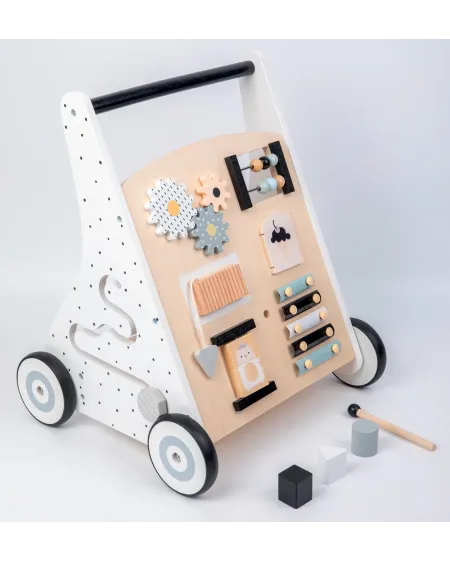 TROTTEUR D'ACTIVITES  En bois. Aide à la marche avec des activités ...