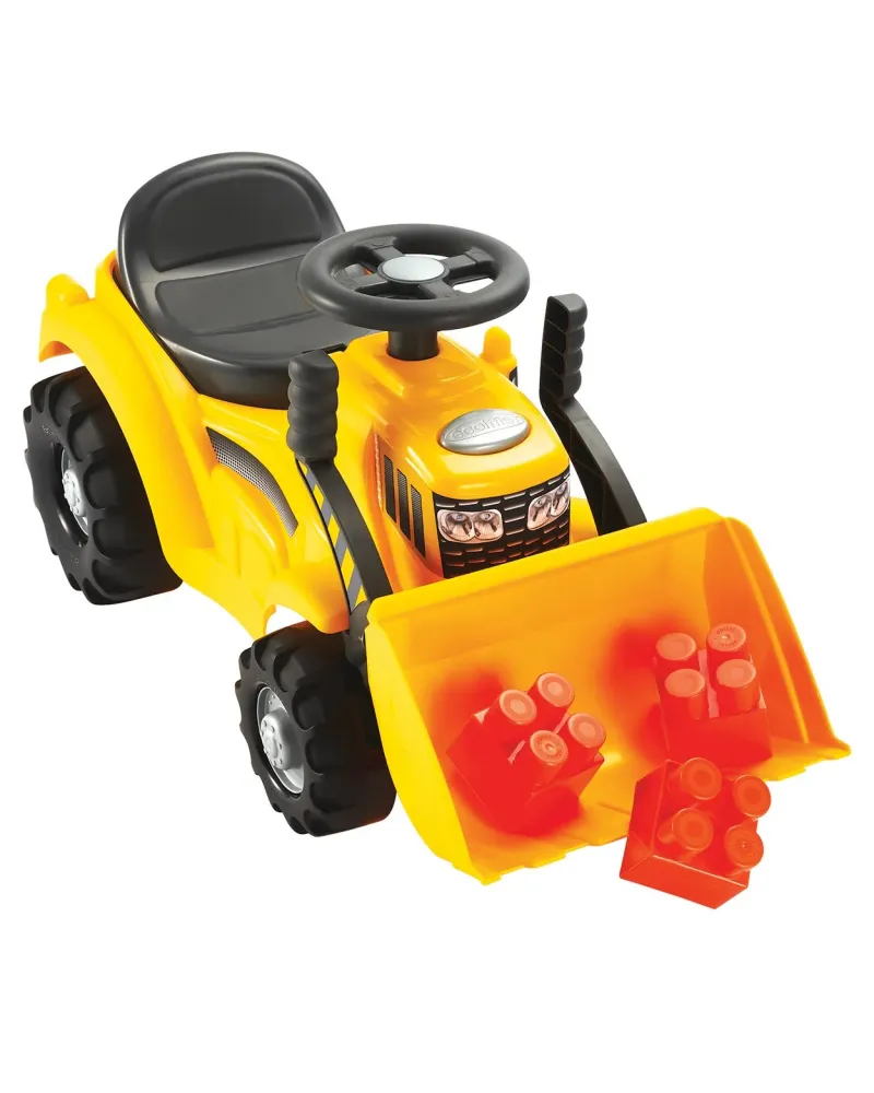 TRACTOPELLE PORTEUR + 5 BRIQUES  Assise ouvrable, 2 poignées pour a...