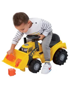 TRACTOPELLE PORTEUR + 5 BRIQUES  Assise ouvrable, 2 poignées pour a...