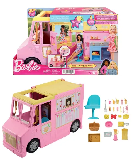 BARBIE LEMONADE TRUCK 2 en 1: ouvrez le camion pour préparer les bo...
