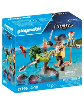PIRATE AVEC ARBALETE, FLECHE ET POISSONS   PMB71795 PLAYMOBIL Âge M...