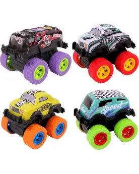 BOITE 4 MONSTER TRUCK 6CM COQUE METAL