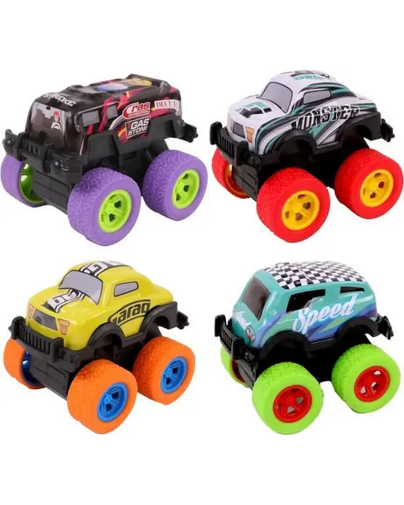 BOITE 4 MONSTER TRUCK 6CM COQUE METAL