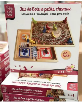 COFFRET BOIS JEU DE L OIE ET DE CHEVAUX