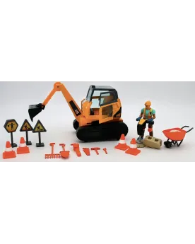 CAT EXCAVATRICE 18CM CHENILLE + FIGURINE