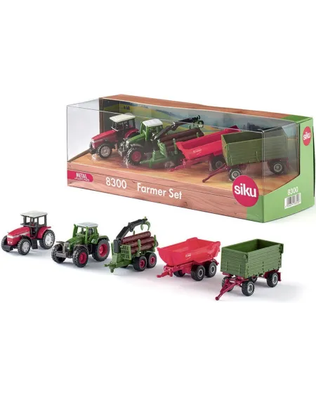 1/64 COFFRET FERME 2 TRACTEUR ET 3 REMAR