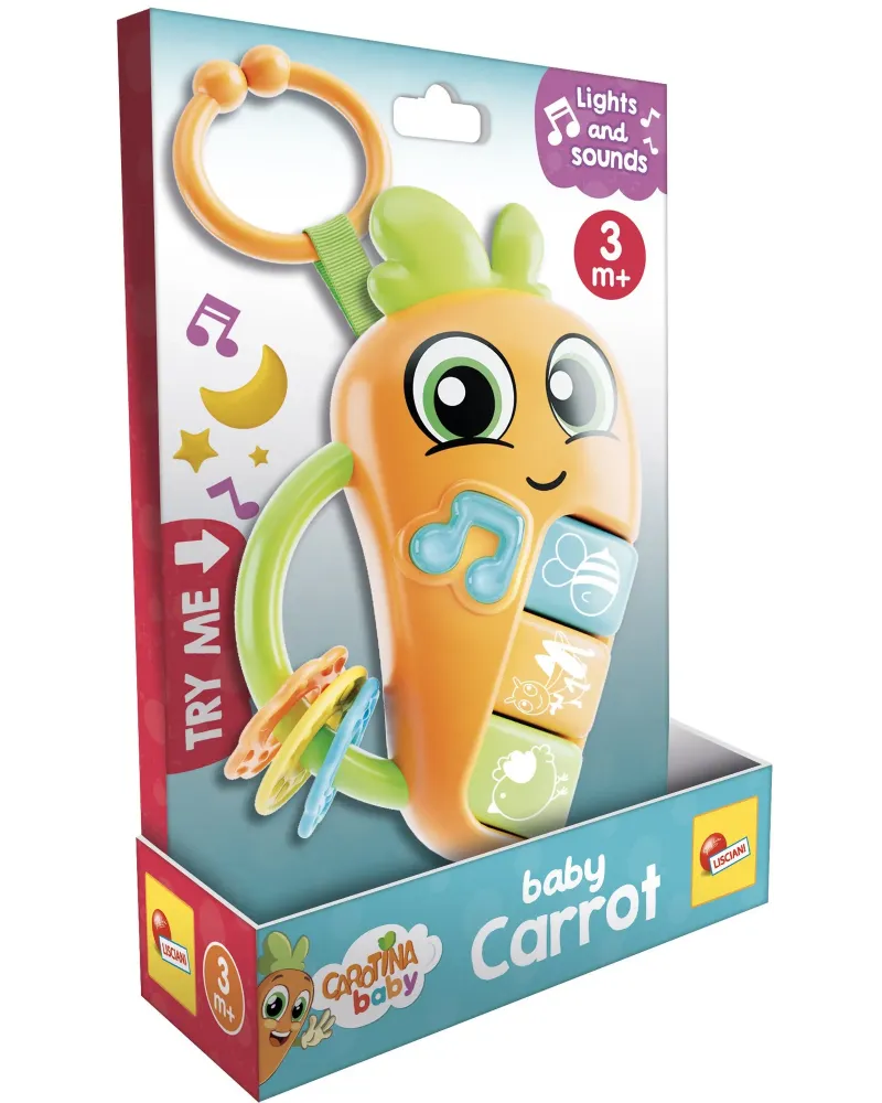 HOCHET BEBE CAROTTE SONORE ET LUMINEUX