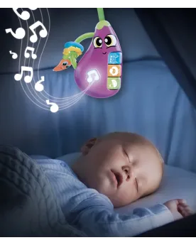 HOCHET BEBE AUBERGINE SONORE ET LUMINEUX