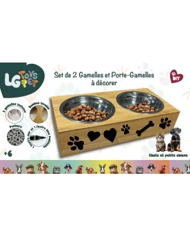 TOY PET SET DE 2 GAMELLES ET PORTE GAMEL