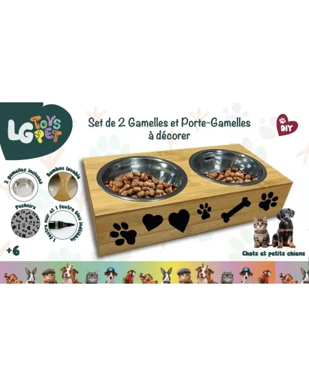 TOY PET SET DE 2 GAMELLES ET PORTE GAMEL