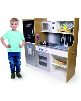 CUISINE BOIS 90X30X90  Avec four à micro-ondes, four, frigo, plaque...