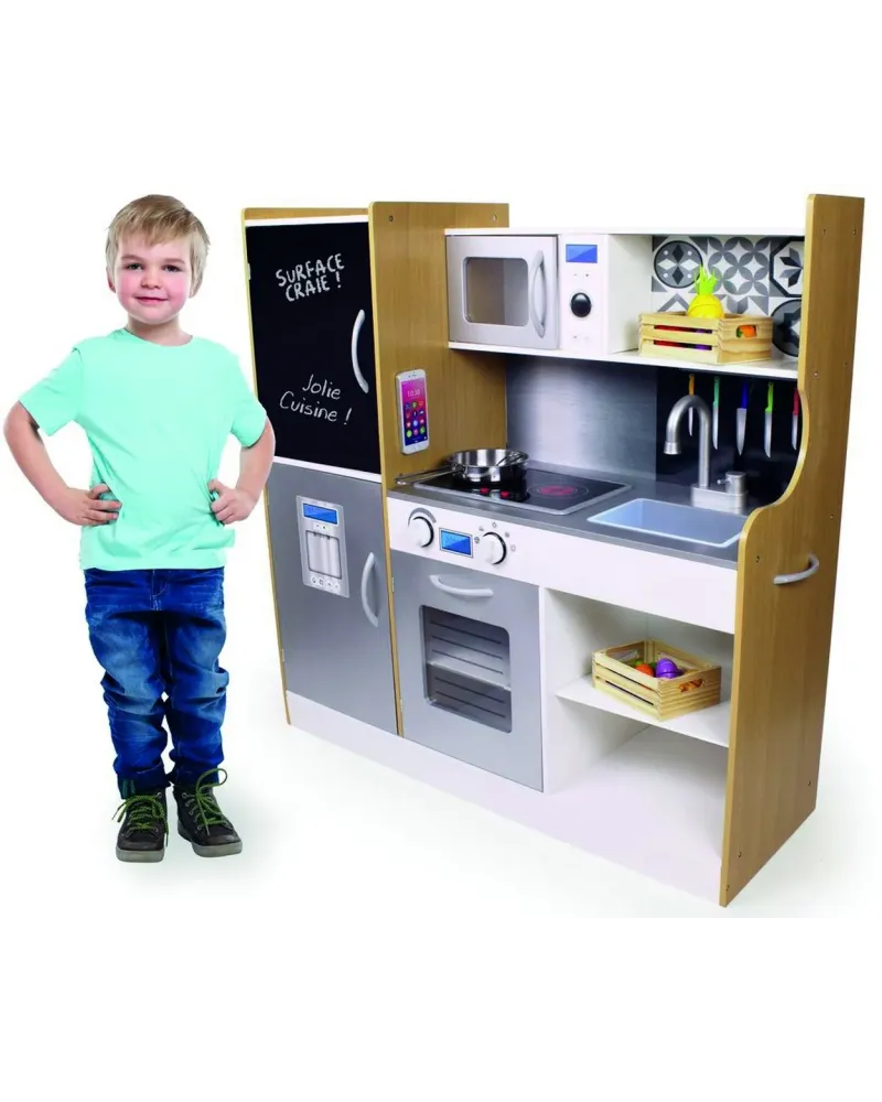 CUISINE BOIS 90X30X90  Avec four à micro-ondes, four, frigo, plaque...